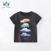 Nueva camiseta de verano para niños europeos y americanos, de algodón con cuello redondo y estampado de dibujos animados, camisa de manga corta para niños de una generación de cabello