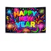 Tela de fondo Feliz Año Nuevo 2027 Tela colgante temática de Año Nuevo Europeo y Americano Pancarta de celebración de festival