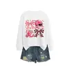 Amazon eBay Estación Independiente Moda Casual Versátil para Mujer Animadora Cuadros Lazo Sudadera Deportiva Comercio Exterior