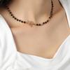 Collar con cuentas de ágata natural y hebilla de acero de titanio, personalidad versátil, temperamento exquisito, cadena de clavícula, joyería INS para mujeres