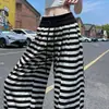Pantalones casuales a rayas de tiro alto con cordón para mujer, nuevos pantalones populares de pierna ancha para el verano 2026, pantalones largos para personas altas