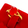 Joias Banheadas a Ouro Vietnamitas Atacado, Anel Aberto Banheados a Ouro com Zircônia e Jade Malaio para Mulheres, Fornecimento Direto do Fabricante, Anel de Zircônia