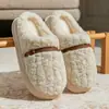 Estilo Suave Outono e Inverno Pantufas de Pelúcia Encaracolada Teddy para Mulheres Forro Interno Espesso Sola Grossa Quente Antiderrapante Roupa de Casa Roupa Externa Casal