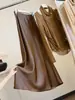 Elegante falda satinada de perlas de acetato para mujer, estilo otoño, de cintura alta, adelgazante, versátil, elegante falda de sirena, falda larga de línea A