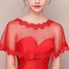 Suministro directo de fábrica, vestido de novia, vestido de novia, cheongsam, cuello alto, encaje, malla, chal, capa, borla