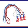 Venta caliente transfronteriza, collar de cuentas azules, rojas y plateadas para el Día de la Independencia, colgante decorativo para fiesta del Día Nacional de EE. UU., regalo festivo