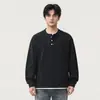Nueva Camiseta de Manga Larga para Hombre Otoño/Invierno 2026, Camiseta Base de Algodón Puro, Cuello Henley, Holgada, Suave, Agradable para la Piel, Disponible al por Mayor