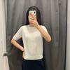Ropa Femenina Estilo Japonés Primavera y Otoño 2026 Suéter de Punto Casual de Lana Merino Fina con Cuello Redondo y Media Manga Camisa para Aire Acondicionado 483007