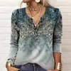2025 Otoño e Invierno Europeo y Americano Transfronterizo Amazon Wish Nuevo Exportación Camiseta de Moda Étnica Estampada de Manga Larga para Mujer