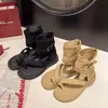 Estudiantes Famosos de Internet Usan Sandalias Deportivas Planas Casuales para Uso al Aire Libre, Chanclas Romanas Retro de Caña Alta Populares Transfronterizas
