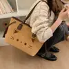 Bolso Retro de Gran Capacidad para Mujer Otoño e Invierno 2025 Nuevo Versátil Dibujos Animados Lindo Bolso de Hombro Individual Bolso de Mano para Estudiante Universitario