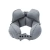 Almohada en forma de U portátil y simple inflable a presión para viajes largos y de negocios, almohada de soporte para el cuello flocada de PVC plegable para siestas en la oficina