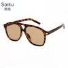 Gafas de sol de alta gama con estampado de leopardo marrón para mujer, gafas de sol estilo aviador retro francés para hombre, armazón grande, protección UV