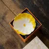 Taza de té de cerámica osmanthus pintada a mano bajo vidriado, taza con forma de pétalo, taza de maestro, juego de té para el hogar, taza de degustación de té, caja de regalo