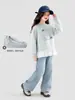 Moletom Doce com Laço para Meninas Estilo Casual Fofo Primavera e Outono Elegante Estampa de Renda Solto Outono Nova Chegada Top