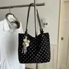 Bolso de hombro casual de moda otoño 2026, bolso tote, nuevo diseño de lunares, lindo bolso de lona para niñas