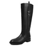 Botas de montar de cuero para mujer, botas altas de tubo largas con efecto desgastado para otoño e invierno, cuero genuino, puntera redonda, sin cordones, tacón bajo, altas hasta la rodilla, rectas
