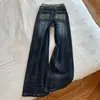 Jeans Retrô Estampa de Leopardo Cintura Dupla Patchwork Perna Reta Feminino Outono Novo Tamanho Grande Gordinhas Calças de Perna Larga Soltas Emagrecedoras