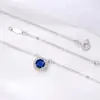 Nuevo Collar Redondo de Plata de Ley S925 con Zafiro Nicho Exquisito Lujo Accesible Gama Alta Transfronterizo Europeo y Americano Venta Caliente