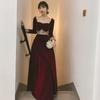 Vestido de Terciopelo Color Tostado de Manga Larga para la Novia, Nuevo Vestido Rojo de Compromiso 2026, Vestido Ajustado para Homecoming de Boda de Invierno para Mujeres