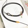 Cordão Ajustável de Nó Plano com Fio de Ouro Enrolado à Mão para Homens e Mulheres Joias de Jade Pingente de Jade Dourado e Prateado Cordão para Colar de Suéter Venda por Atacado