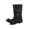 Botines Punk de Moda Estilo Británico de 3.5cm 2026 Otoño e Invierno Nuevos Punta Redonda Tacón Grueso Sin Cordones Casuales Botas de Montar
