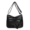 Bolsa Transversal Retro Transfronteiriça Moda Feminina Simples Grande Capacidade Bolsa de Mãe Multicamadas Couro Macio Bolsa de Ombro Transversal