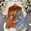 Lujo Ligero Europeo y Americano Traje de Alta Gama Chaqueta para Mujer Costura Irregular Diseño de Mezclilla Calle Frita Hermana Real Elegante Top de Moda