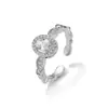 Nuevo Producto Transfronterizo Rakol, Lujo Accesible, Pulsera de Circonita Oval Geométrica, Pulsera de Anillo Abierto Exquisita y Versátil