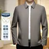 Chaqueta para Hombre de Mediana Edad 2026 Primavera Nueva Casual de Negocios Cremallera Simple Color Sólido Solapa Abrigo Estilo Papá