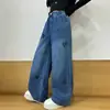Jeans de Primavera y Otoño para Niñas 2026 Nuevo Estilo Coreano Casual Bordado de Corazón para Niños Talla Mediana a Grande Pantalones de Mezclilla Rectos