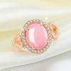 Anillo de Diamantes, Anillo Elegante de Amor, Piedra Hibisco, Joyería de Plata Cuarzo Rosa, Anillo de Diamantes Rosados Chapado en Oro Rosa, Venta Directa de Anillo de Diamantes