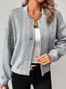 Otoño 2023 Nuevo estación independiente de Amazon transfronterizo TEMU moda europea y americana color liso cuello alto de un solo botón top para mujer