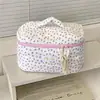 Bolsa de maquillaje de lunares de fresa para mujer, alto valor estético, portátil para viajar, bolsa de almacenamiento de maquillaje, organizador de cuidado de la piel, bolsa de aseo