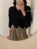 Cárdigan de Punto Rosa con Cuello Redondo para Mujer, Nuevo Estilo Perezoso de Primavera Otoño, Ropa de Abrigo Suave y Esponjosa, Chaqueta Suéter, Top Corto