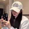 Gorra con visera estilo americano para mujer 2023, nueva gorra de béisbol con letras y circunferencia de cabeza grande, estilo coreano pequeño, gorra beige que combina con todo, moda