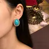 Pendientes Ovalados Retro Sencillos Incrustados con Diamantes, Pendientes de Estilo de Corte de Nicho, Pendientes de Moda y de Alta Gama al por Mayor