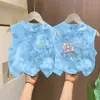 Camiseta sin mangas teñida anudada 100% algodón para niños y niñas 2026 Verano Chaleco Fresco y Elegante para Niños Mayores, Top Versátil a la Moda