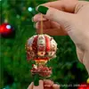 Globo Aerostático Caliente de Navidad Papá Noel Decoración Colgante Plana Acrílica 2D Nueva Campana Pequeño Regalo Adorno para Árbol de Navidad