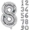 Versión Americana Transfronteriza 32 40 16 pulgadas Número Dorado Flotante Fina Lámina de Aluminio Globos Numéricos para Decoración de Fondo de Lugar