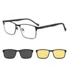 Nuevo Negocio Acero Plástico Marco para Miopía Cejas Dos en Uno Clip Magnético Gafas de Sol Polarizadas Set para Hombres Fabricante