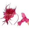 Set de Flor de Plumas para la Cabeza de Amazonia Accesorios para el Cabello de Flor en la Cabeza Diadema Guantes para Actuación en el Festival de Carreras de Caballos Fiesta Baile de Graduación Accesorios para la Cabeza