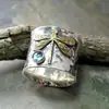 Dinghao Wish Joyería Más Vendida Transfronteriza Nuevo Dos Tonos Libélula Azul Marino Circonita Plata Vintage Anillo para Mujer