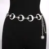 Cadena de cintura de comercio exterior para mujer, cinturón de luna de metal, cadena corporal, elegante y ajustable de estilo europeo y americano, decoración de cintura para vestido