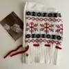 Contém Chapéu e Cachecol Tricotados Jacquard Vermelho Retro de Lã Tudo-em-Um Protetor de Orelhas Feminino Balaclava Quente para Prevenir o Frio