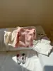Otoño 2024 Camiseta infantil de dos piezas con puños a rayas, camisa básica de manga larga para niñas coreanas, camiseta de manga larga