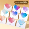 Tarjeta de felicitación 3D con forma de corazón Postal Tarjeta pequeña de papel Tarjeta de deseos escrita a mano Tarjeta de mensaje de bendición en blanco Morandi