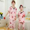 Verão Meninas 'camisola de algodão seda de manga curta Home Clothes Conjunto de duas peças para crianças e pijamas de bebês