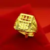 Anel Masculino Dourado Imitando Areia Espessado para Trazer Riqueza e Fortuna para Anel de Homens Idosos Joias E-Commerce Transmissão Ao Vivo Fornecimento Atacado
