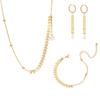 Nuevo Europeo y Americano Acero Inoxidable Espigas de Arroz Cuentas Doradas Pulsera Doble Collar Set de Aretes de Perlas de Imitación Joyería Transfronteriza